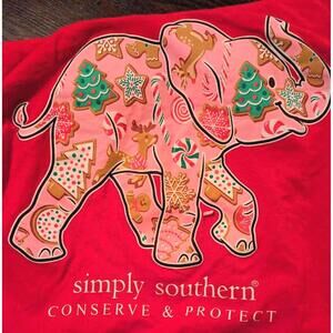Simply Southern Red Long Sleeve Shirt with Elephant Graphic